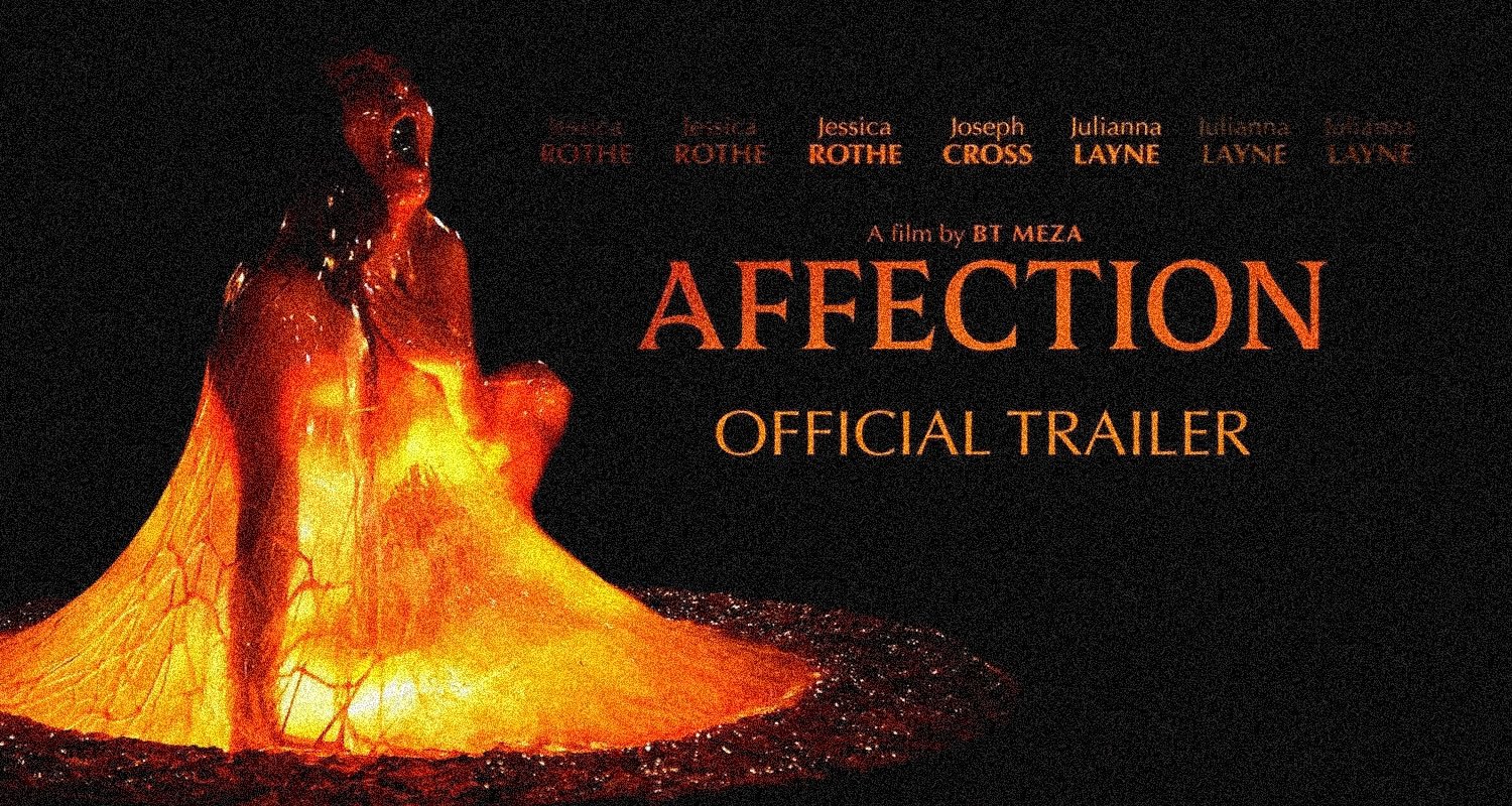 Poster for Affection — a lava figure rising from a molten lake against a dark background, with orange 'AFFECTION' and 'OFFICIAL TRAILER' text.