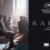 Left shows a bearded man standing beside a seated audience in a sunlit church-like room; right is a dark poster for the film Karma by Guillaume Canet with Cannes 2026 official selection text and logos.