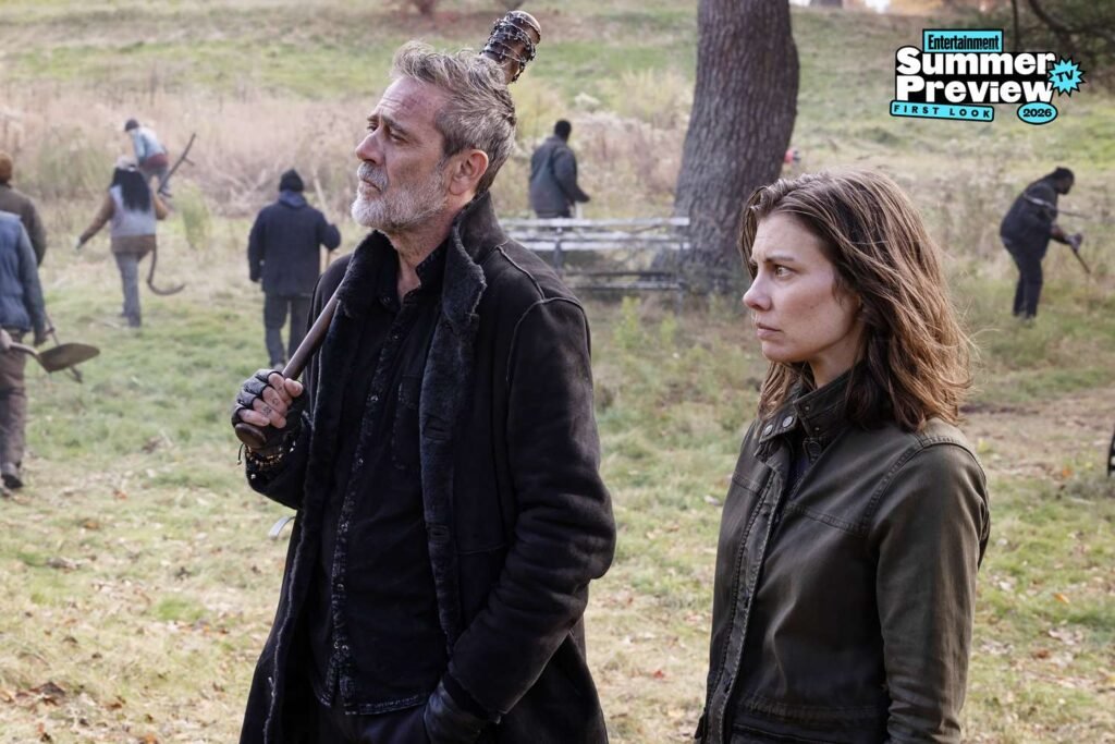 Lauren Cohan (Maggie Rhee) et Jeffrey Dean Morgan (Negan) dans la saison 3 de « The Walking Dead : Dead City ». Crédit : Robert Clark/AMC