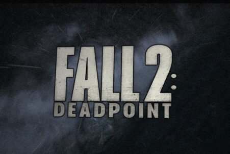 Logo for the game FALL 2: DEADPOINT with bold, weathered typography on a dark, smoky background.
