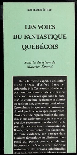 Couverture de Les Voies du fantastique québécois
